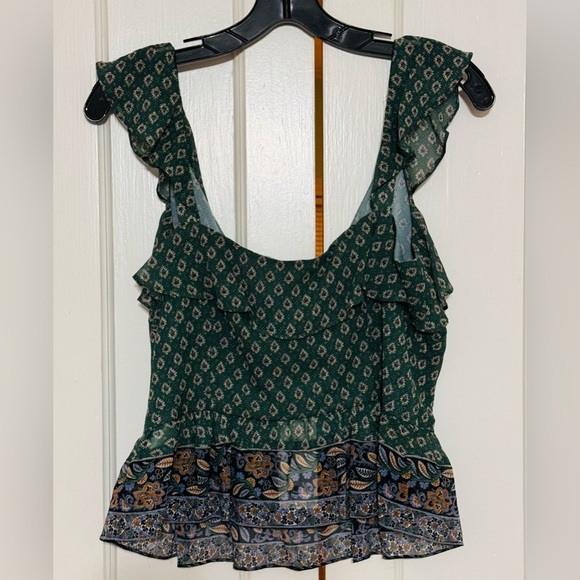 VERONICA BEARD Randa Paisley Ruffle Trim Peplum Top - Picture 8 of 9